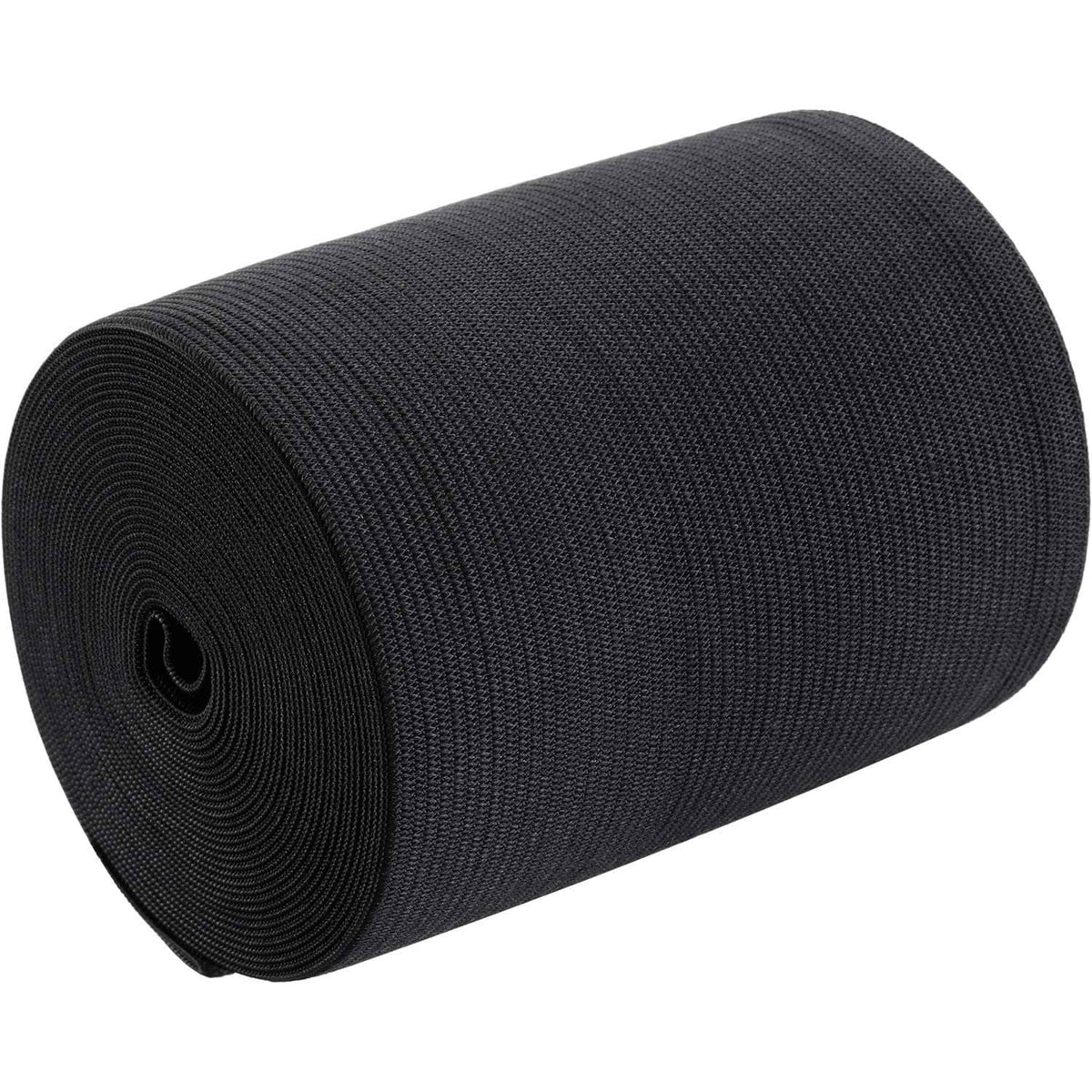 Black elastic spool roll with visible inner core