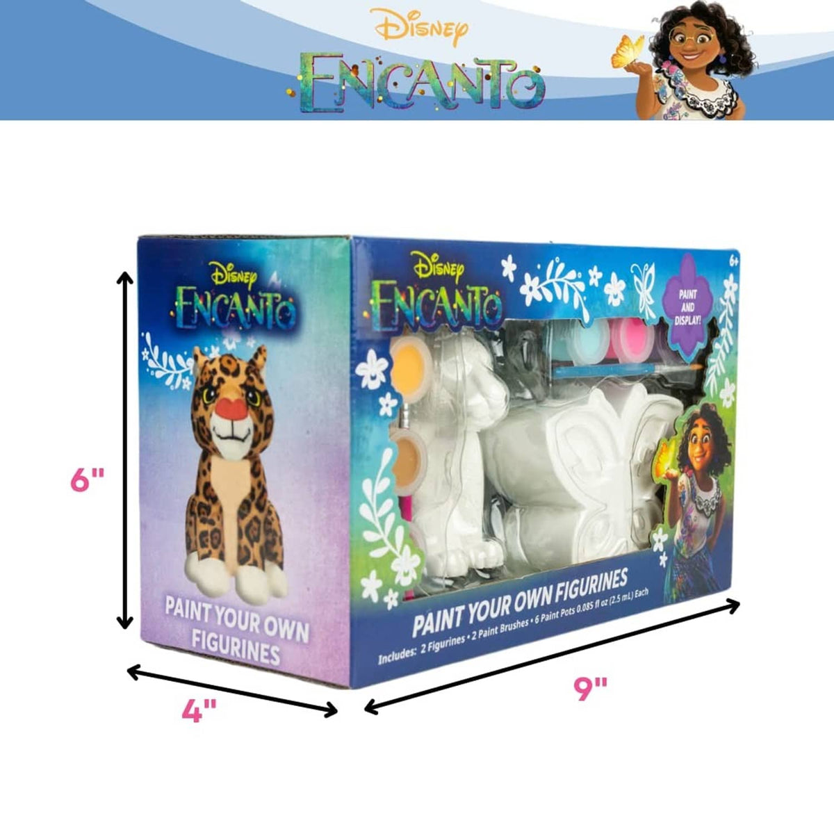 Paint-your-own figurines kit box showing cat and butterfly molds and included accessories