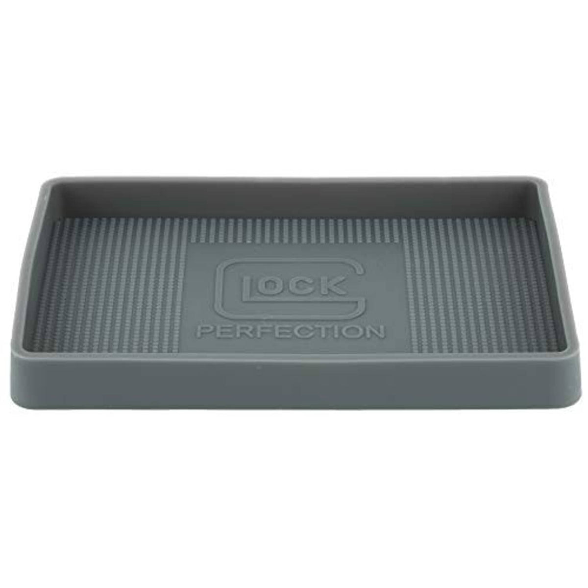 Glock OEM parts tray, ribbed interior with “LOCK PERFECTION” emblem and raised rim.