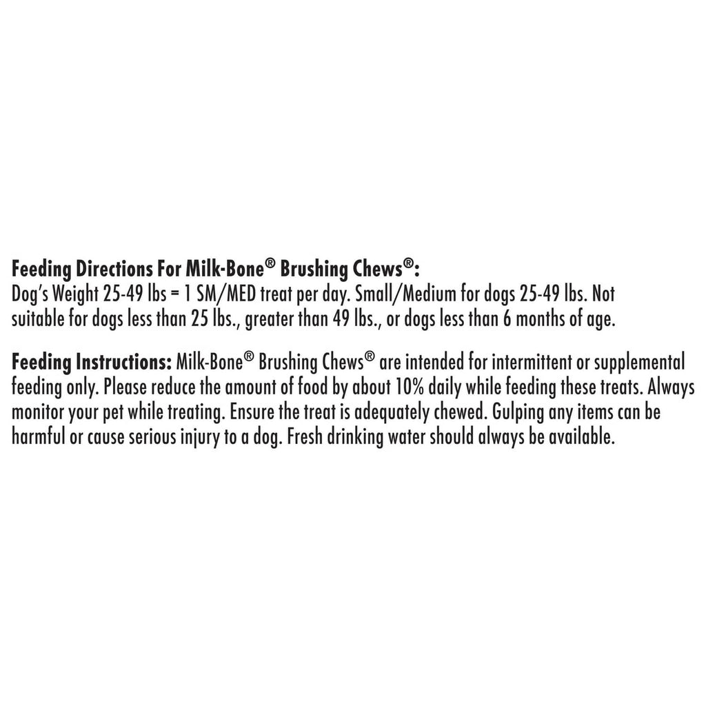 Feeding directions panel for dog brushing dental chews