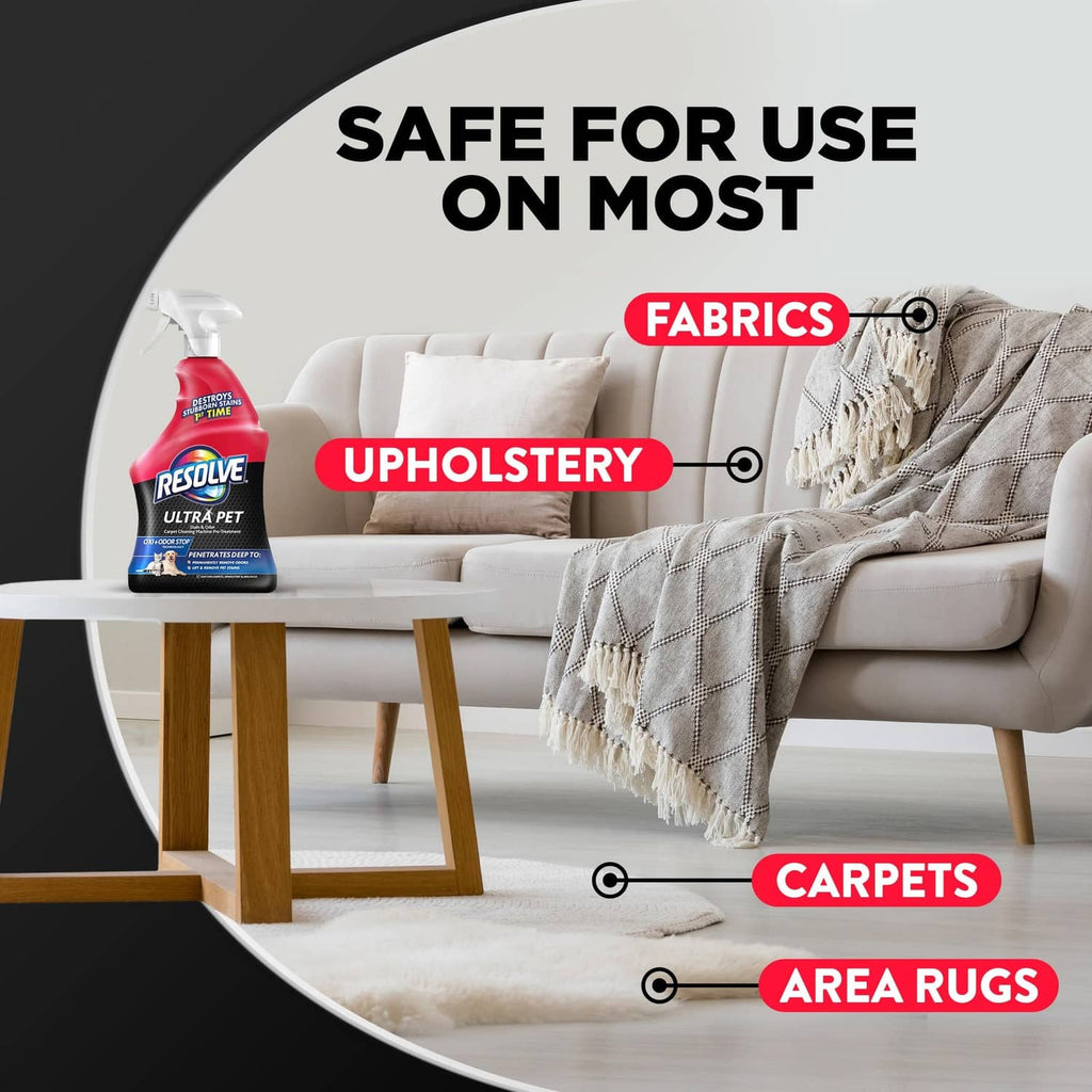 Resolve pet upholstery and carpet cleaner spray bottle with white trigger sprayer