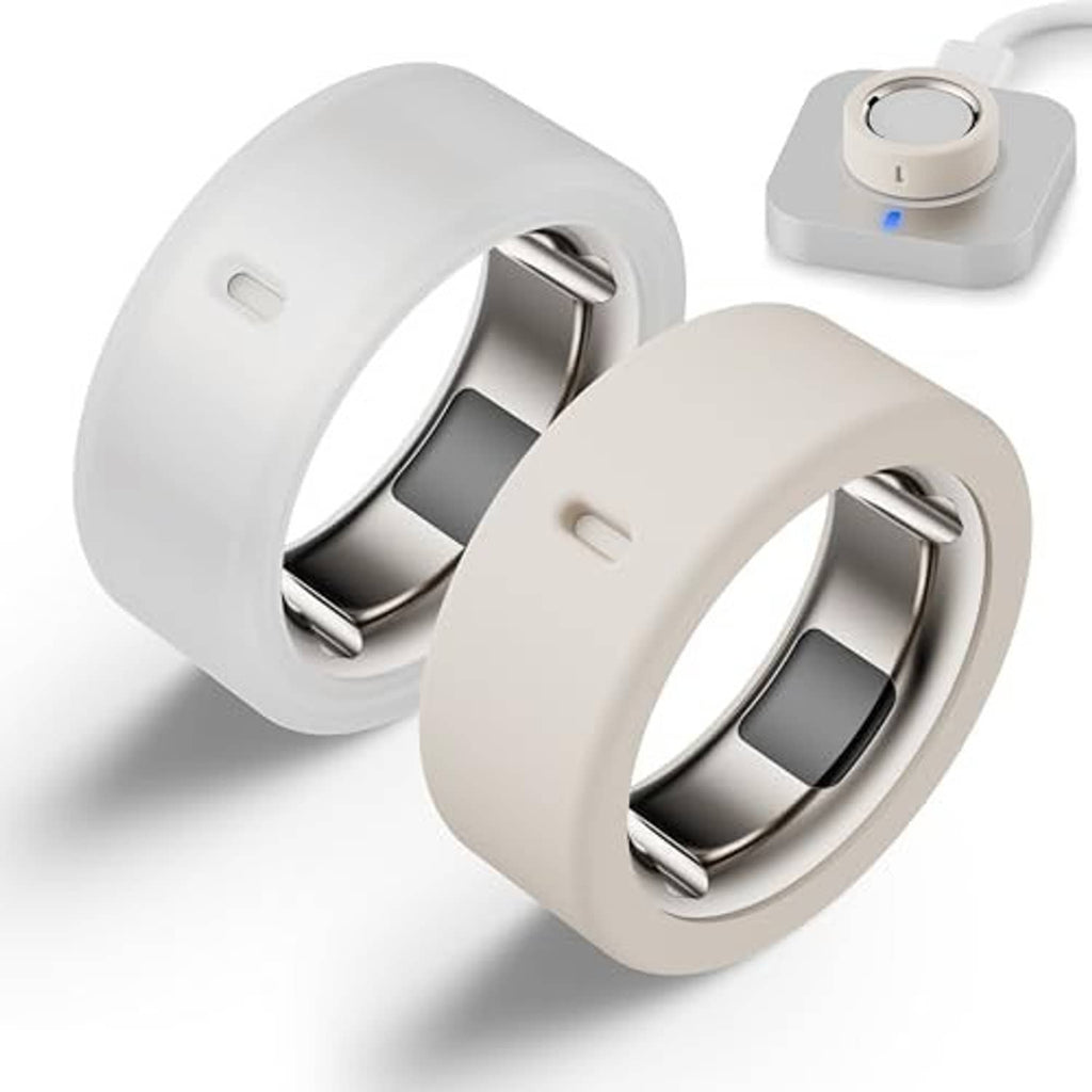 Pair of silicone Oura ring protector cases, light and clear tones