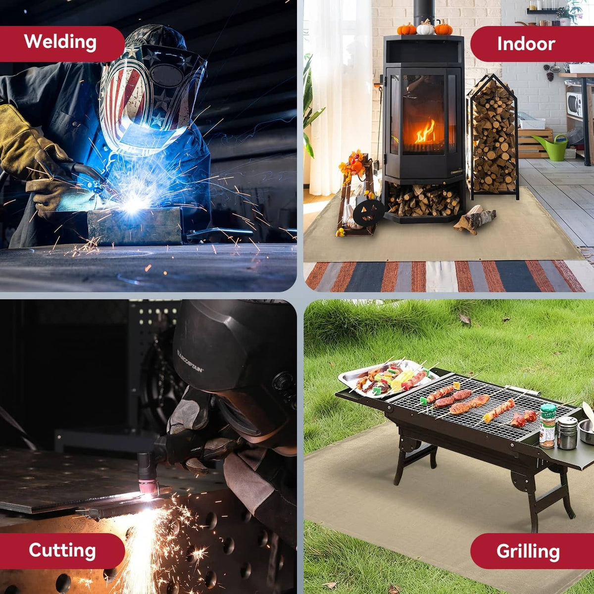 Beige welding blanket for welding and protection in workshop or grilling use
