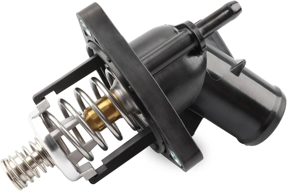 Thermostat valve with spring mechanism inside water pump housing