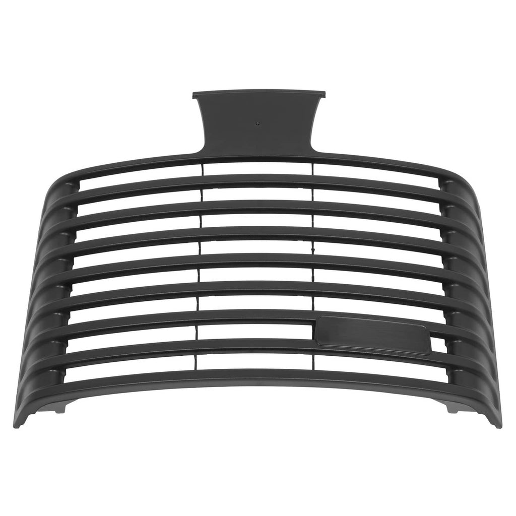 Front grille insert front view with curved horizontal slats and central vertical support