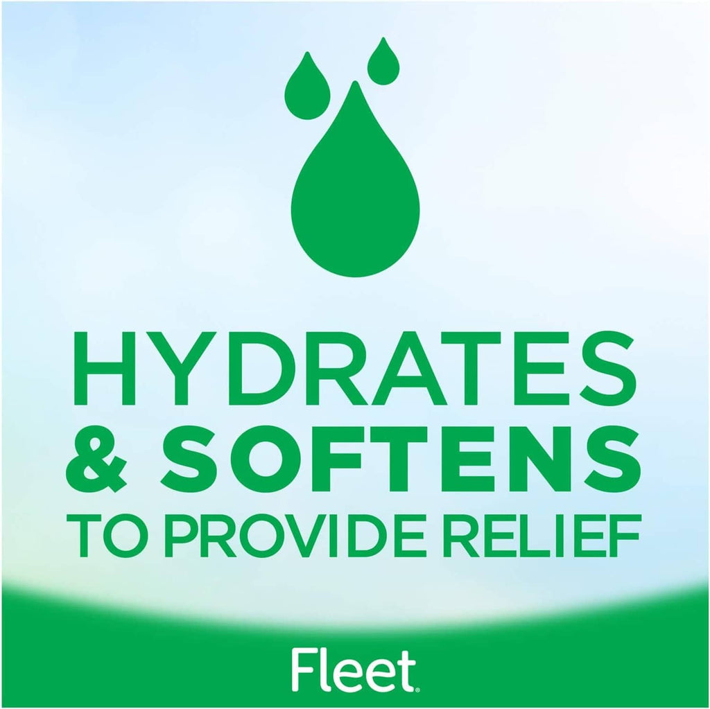 Hydrates & softens to provide relief graphic on saline enema packaging