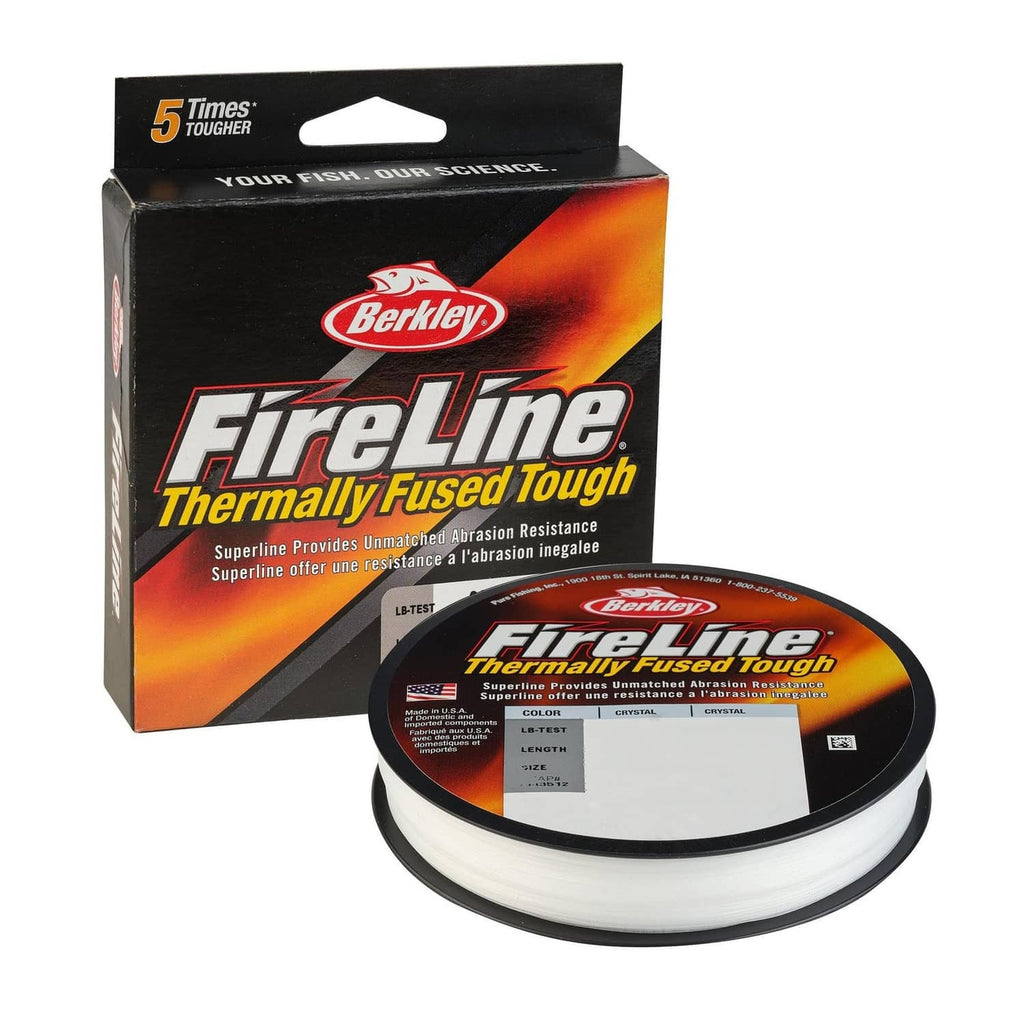 Berkley FireLine crystal line spool and retail box, thermally fused tough