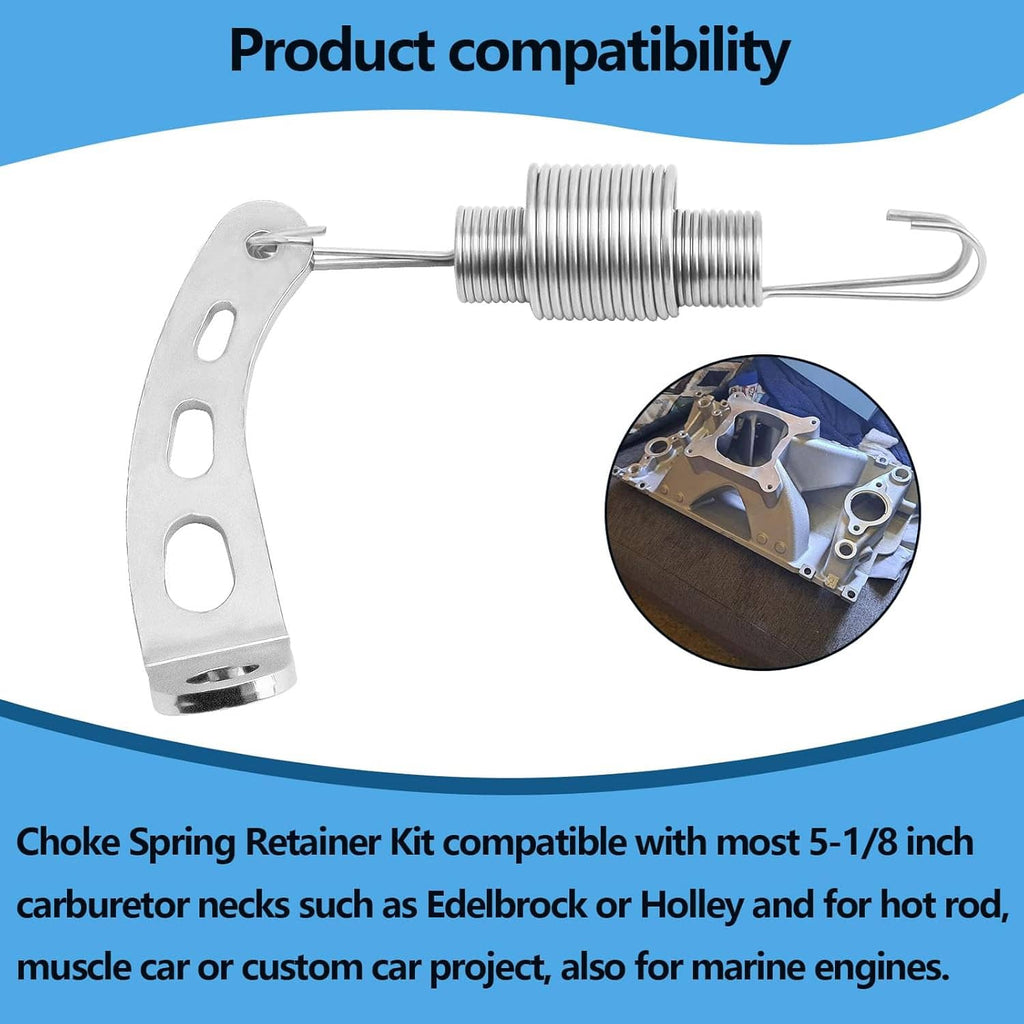 Stainless steel return spring bracket kit with coil spring and mounting bracket