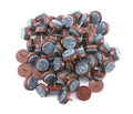 Felt nail-on furniture glide pads: brown bases with gray felt circles