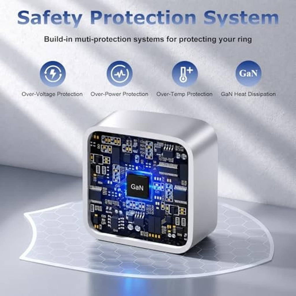 Silver ring charger with internal circuit board view and Gan labeling