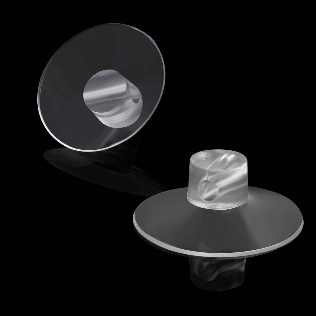 Clear suction cup connector discs for smooth surfaces, vacuum fit