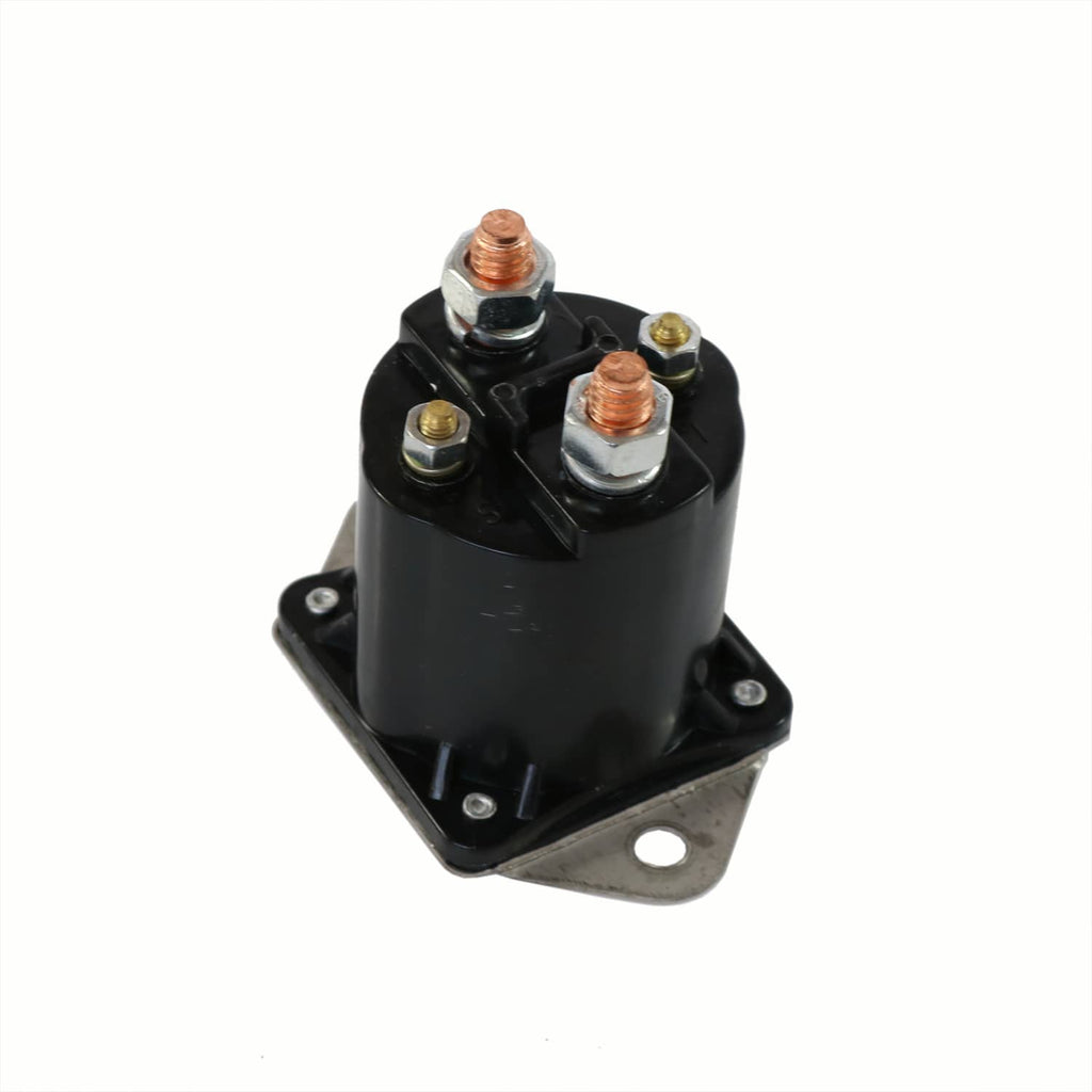 Black solenoid switch with two copper studs and mounting bracket base