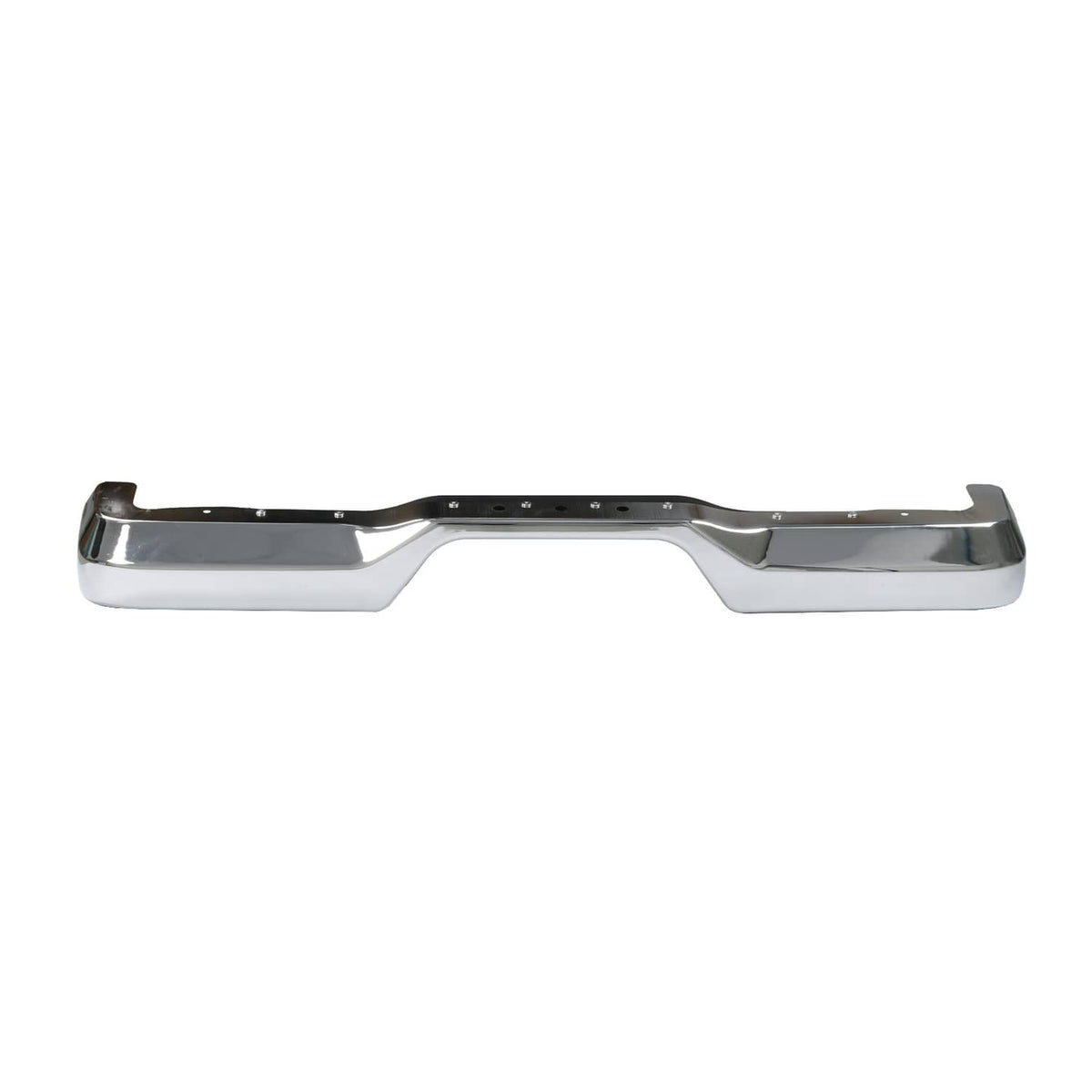 Rear step bumper face bar, full chrome finish with black textured grips
