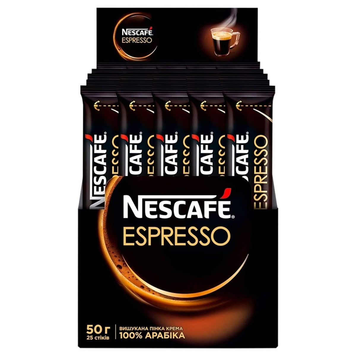 Nescafe Espresso instant coffee stick pack, black pouch, 25 sticks