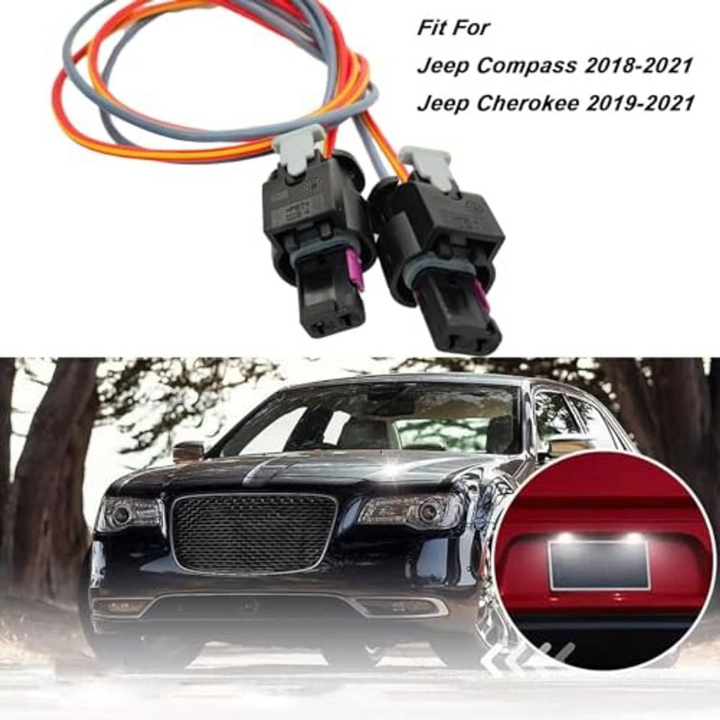Two license plate light connector pigtails with purple terminals and multicolor wire leads