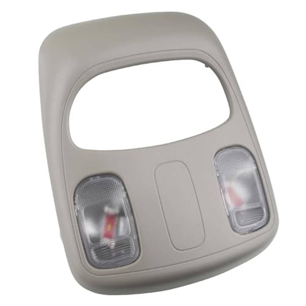 Gray dome map LED reading light assembly, two side lenses and central control panel