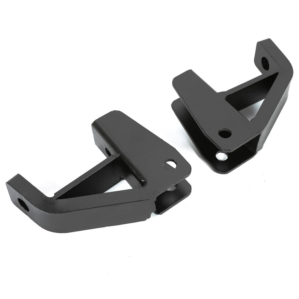 Black steel axle lift fork brackets with circular mounting holes