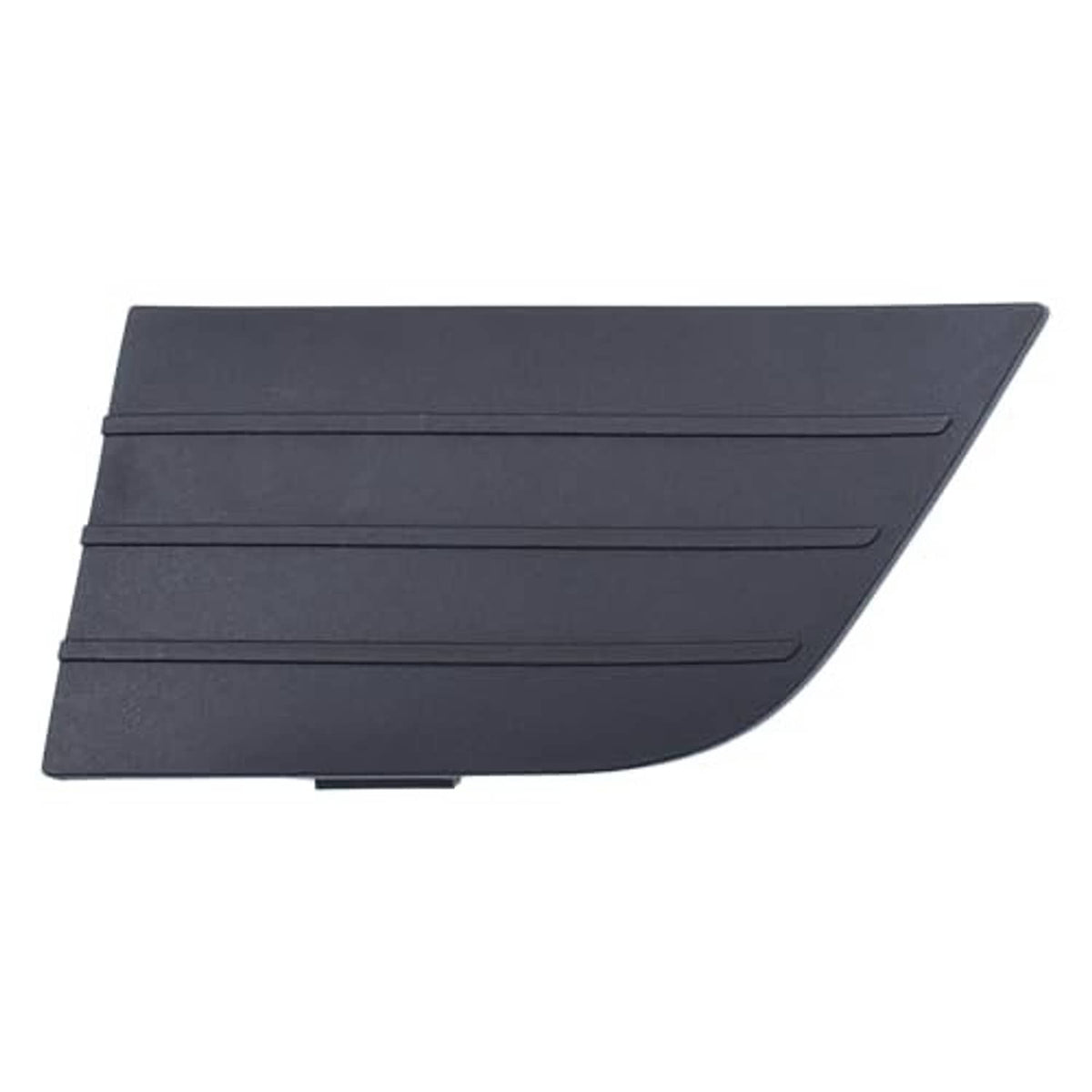 Black front bumper grille hole cover panel, driver side corner cut with slats