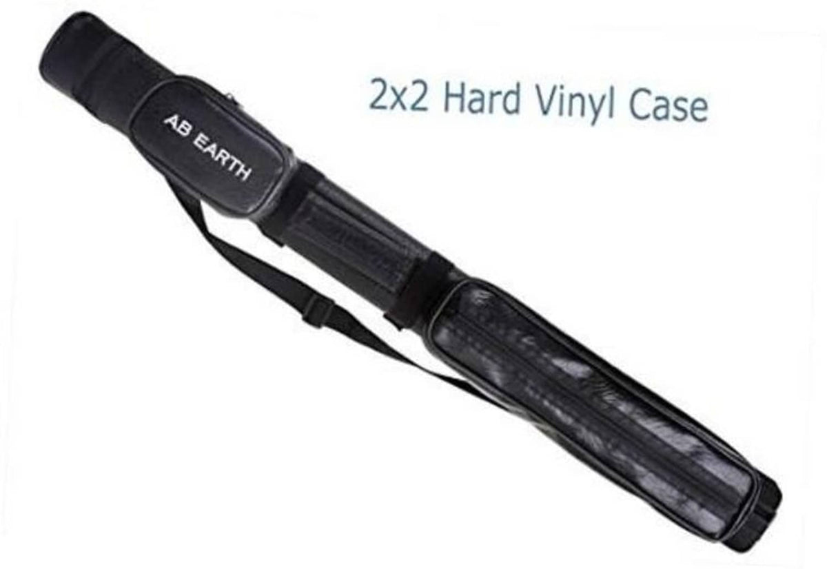 Black 2x2 hard cue case with AB EARTH logo, vinyl exterior