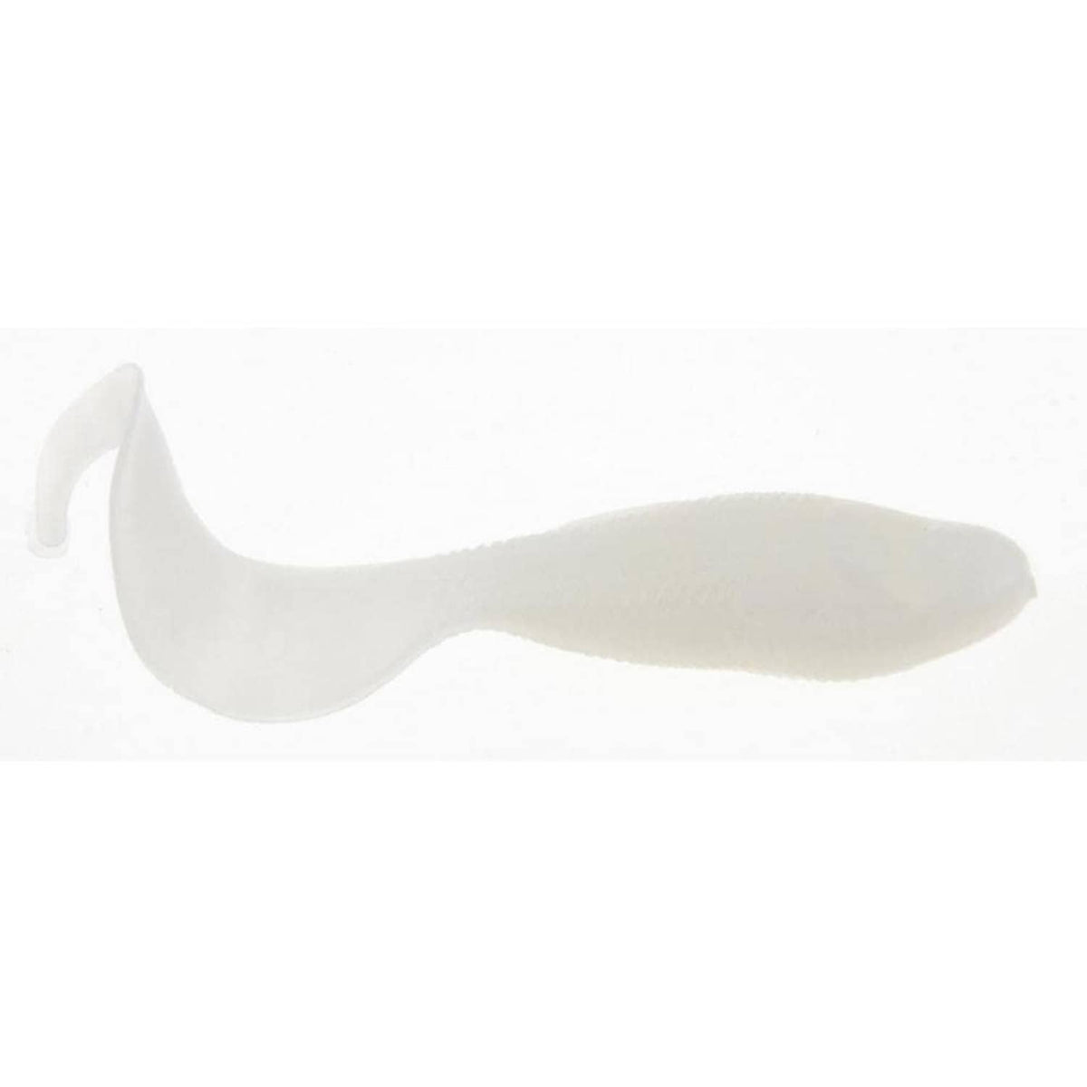 Pearl white minnow-style fishing grub lure, soft plastic, 2-inch