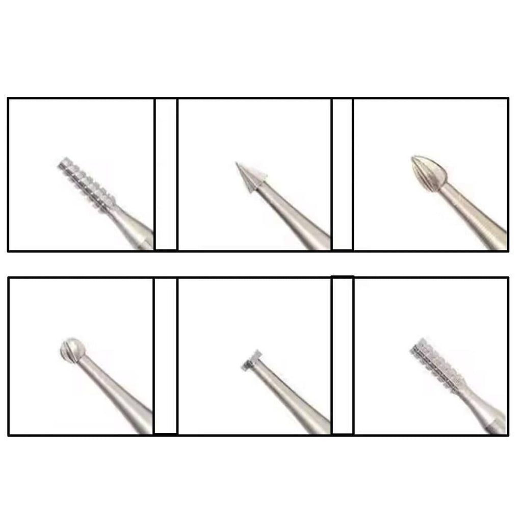 Assorted tungsten engraving router bits with different tip styles, 6-piece set