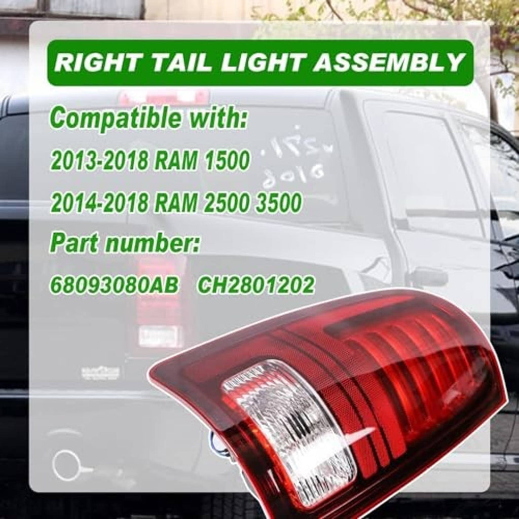 Right side tail light with red lens and clear lower reflector, angled view