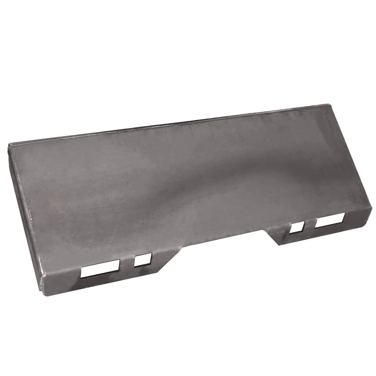 Skid steer mount adapter plate with notched end and rectangular openings