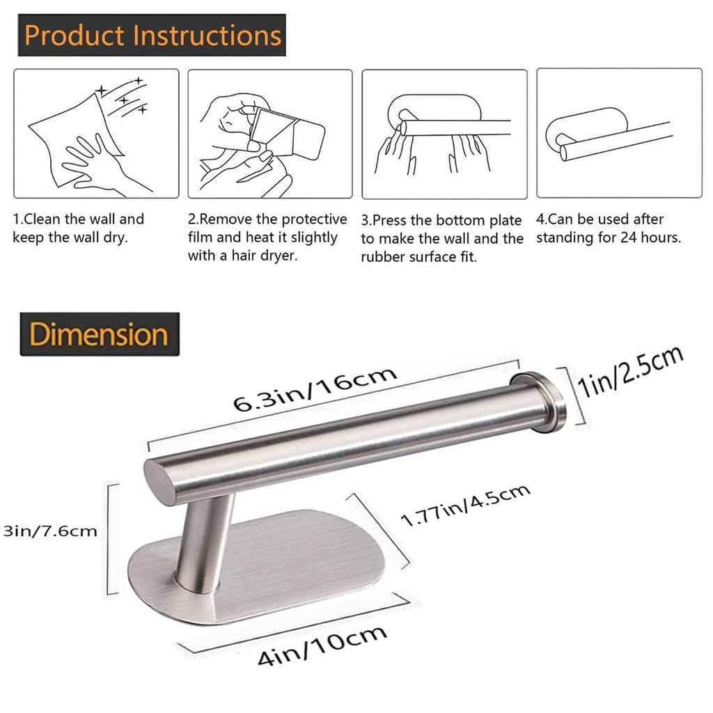 Toilet paper holder installation steps and size dimension diagram