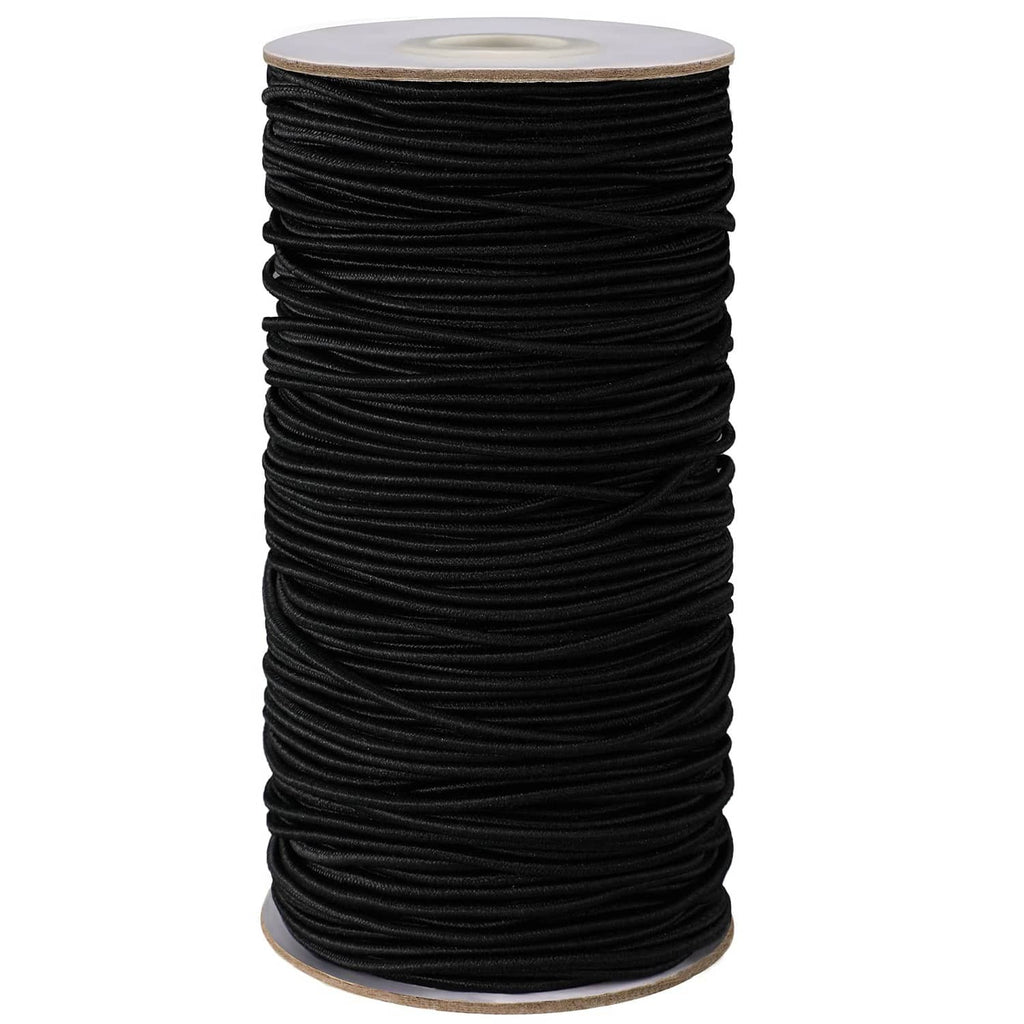 Black elastic cord spool, thin stretch cord for beading and crafts