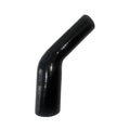 Black 45-degree silicone hose elbow coupler with smooth curved pipe section.