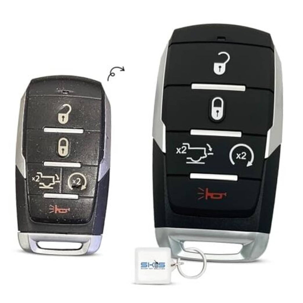 Black replacement remote key fob shell with lock, unlock, and panic button layout