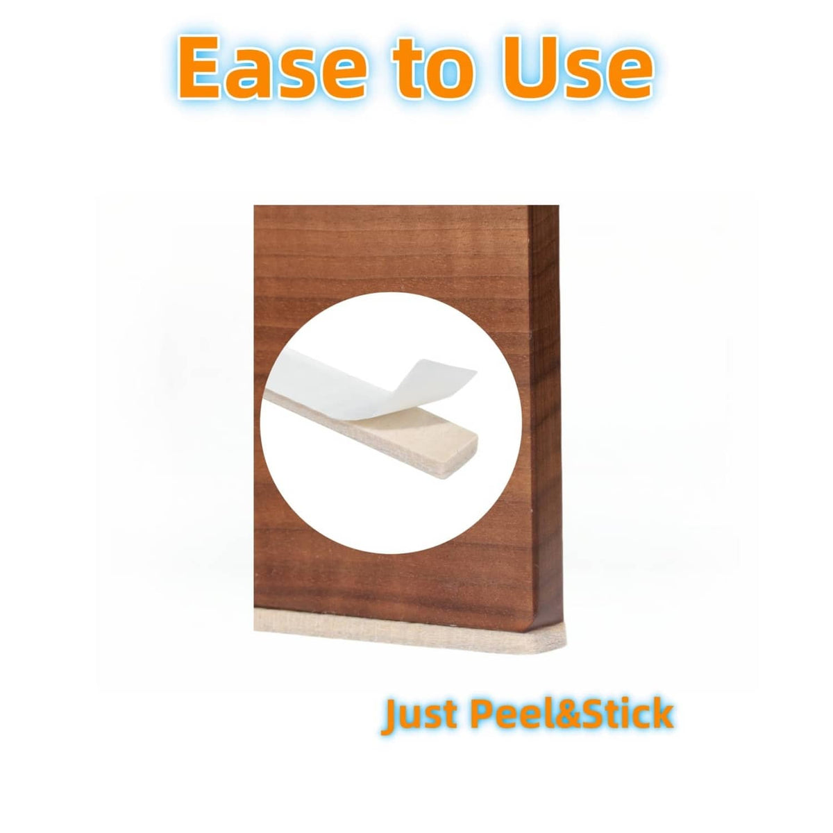 Beige adhesive felt pad strip with peel-and-stick backing, shown on surface