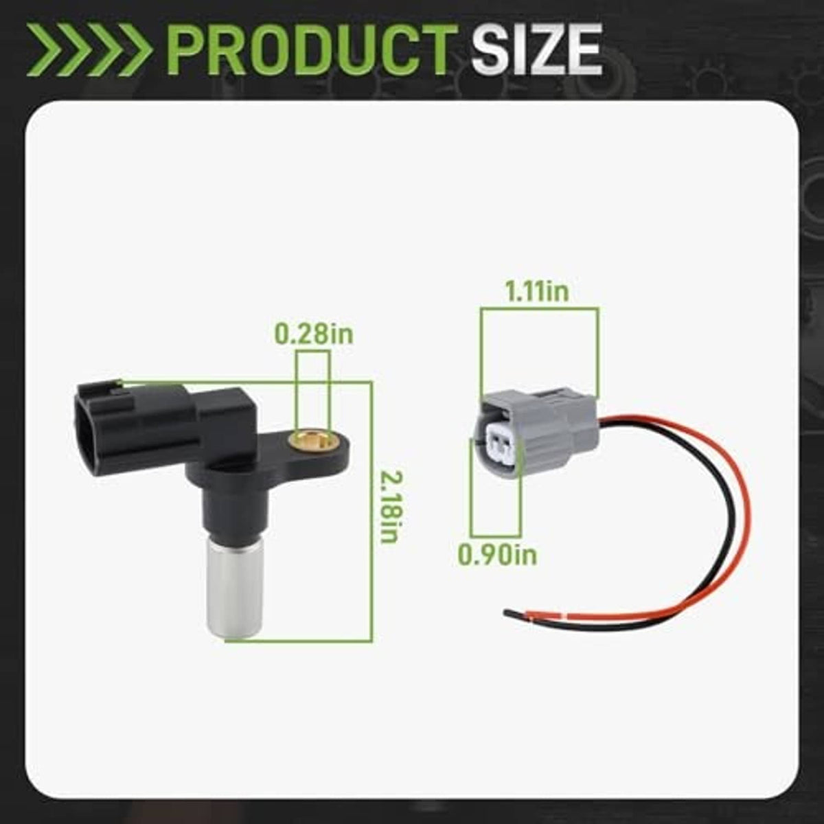 Crankshaft position sensor with connector plug and red/black wiring leads