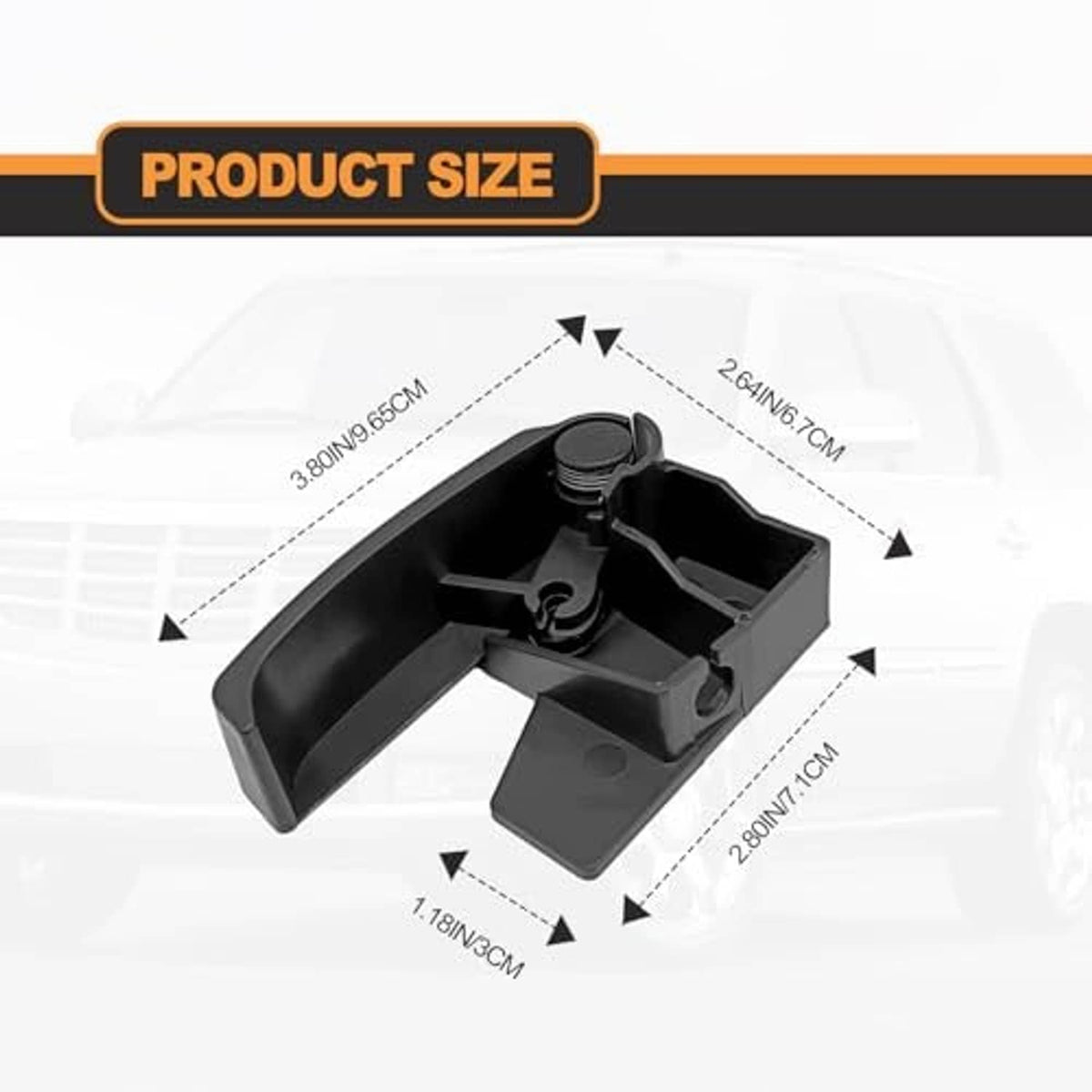 Black hood latch release pull handle base with central circular post and release plate
