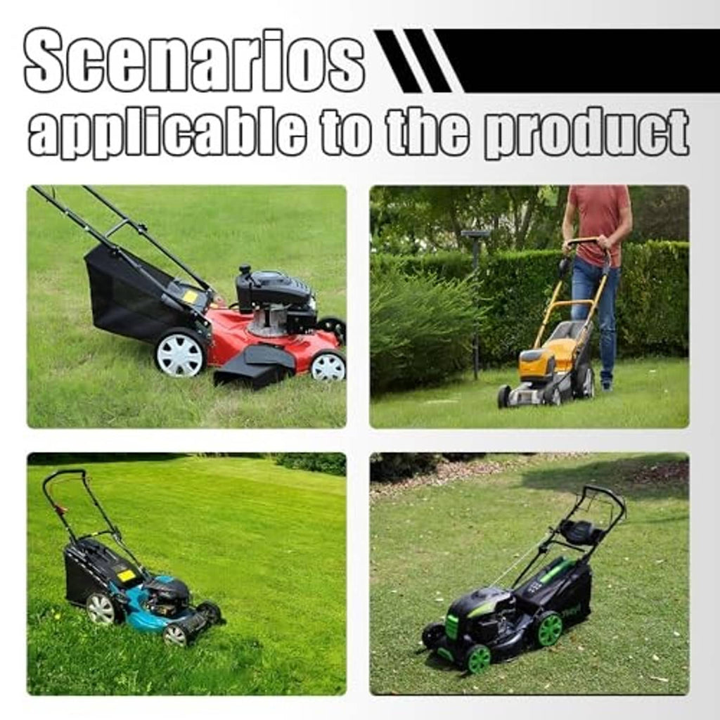 Throttle control cable set shown on mower with blue lever and black line