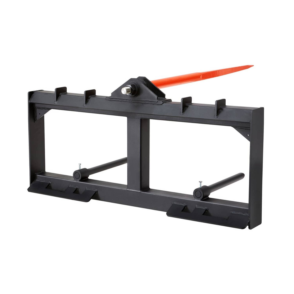 Black hay spear bale spike attachment, orange spear tip and front handle bar