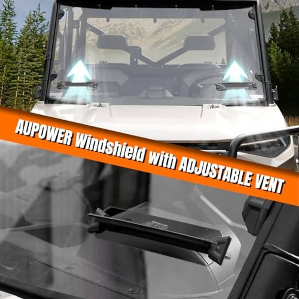 AUPOWER vented windshield with adjustable vent feature on lower front frame