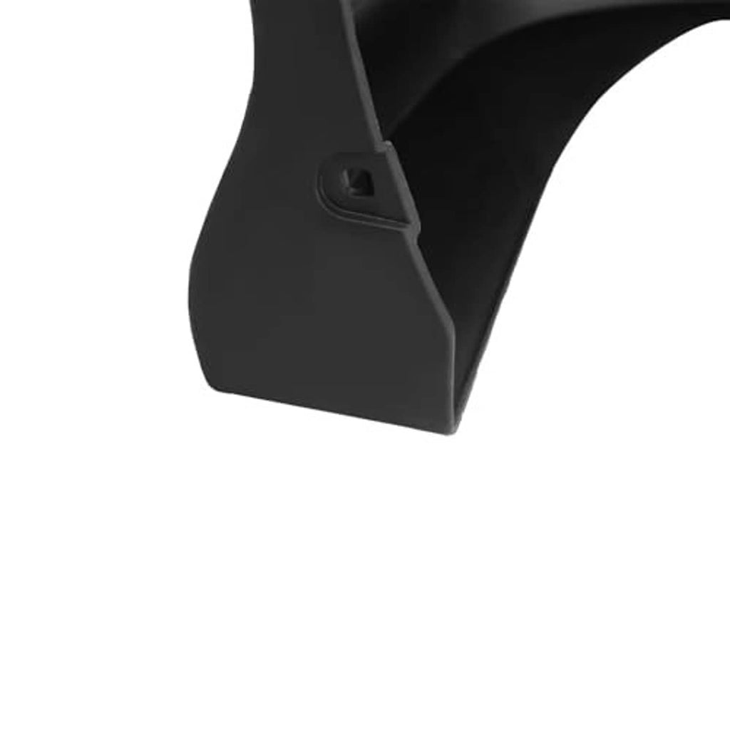 Black seat trim cover panel with mounting clip notch
