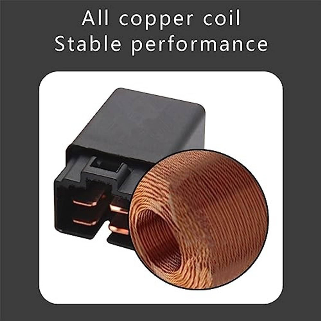 Black 4-pin relay with copper coil detail and exposed connector terminals