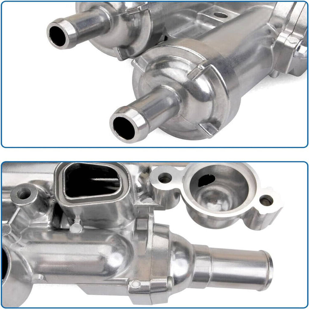 Thermostat housing assembly with outlet tubes and mounting ports