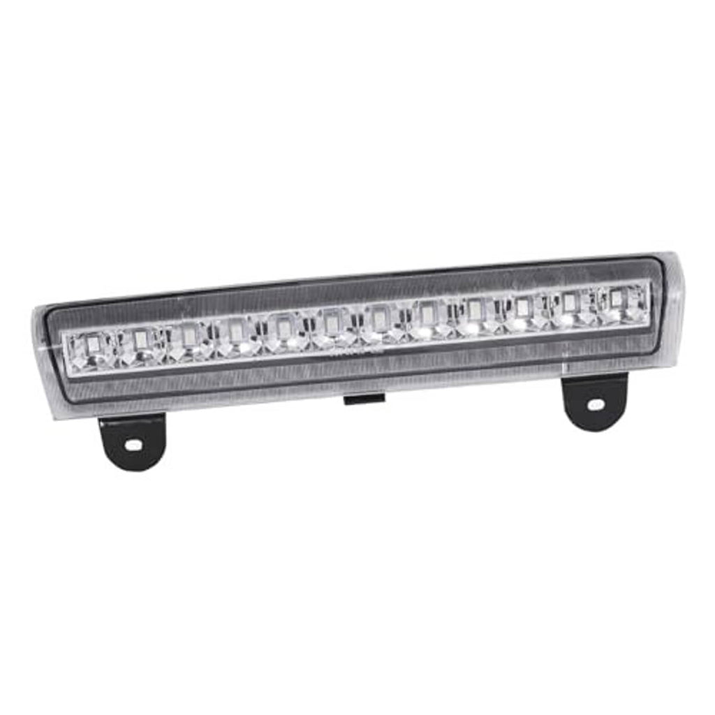 LED high-mount stop light with clear front lens, LED row detail, and black side brackets