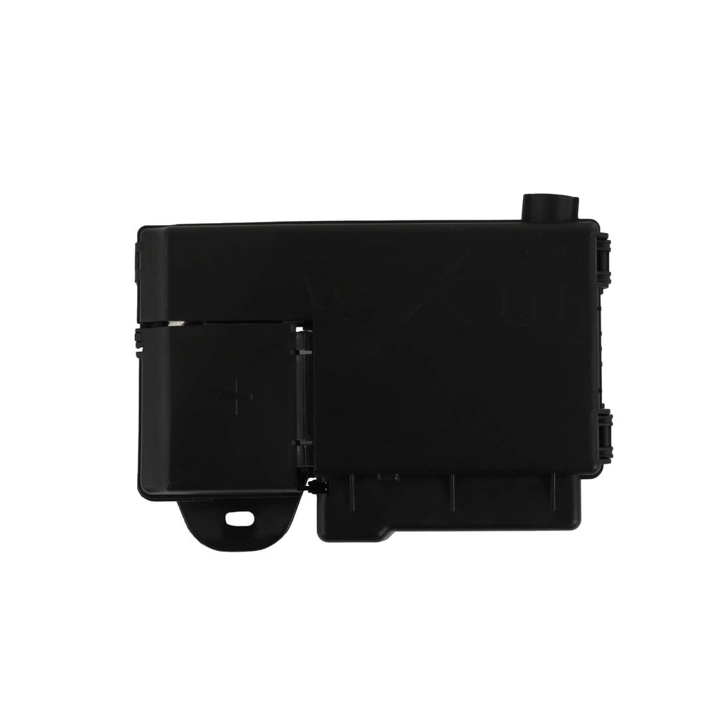 Black rectangular fuse block terminal housing with side mounting tab
