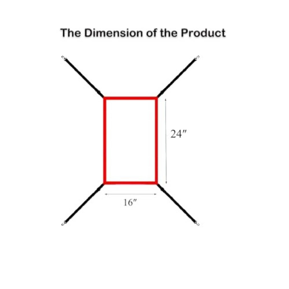 Red strike zone target frame with dimension lines showing 24 in and 16 in