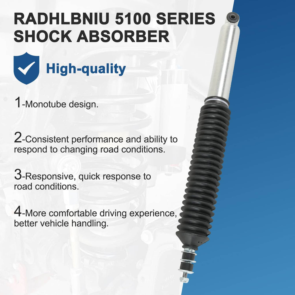 Rear shock absorber with black rubber coil boot and silver monotube-style body