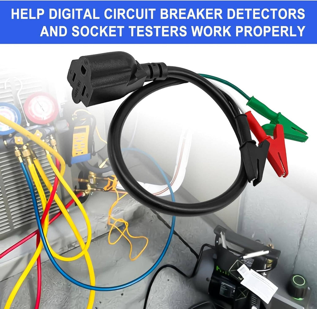 HVAC circuit breaker detector accessory kit with black cable and red/green/black alligator clips