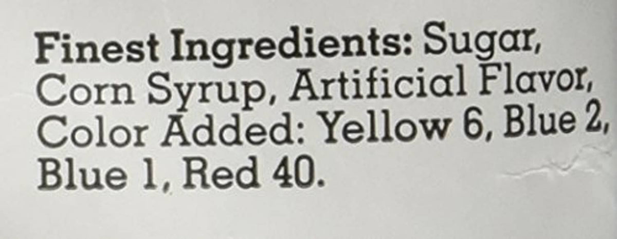 Claeys licorice hard candy ingredients text: sugar, corn syrup, artificial flavor