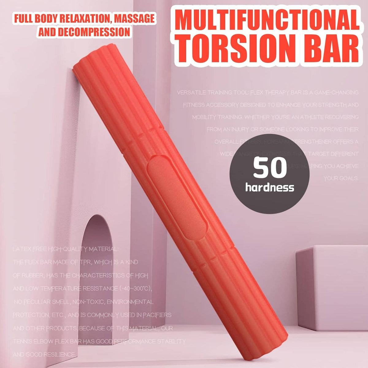 Red multifunction torsion bar with curved handle grip