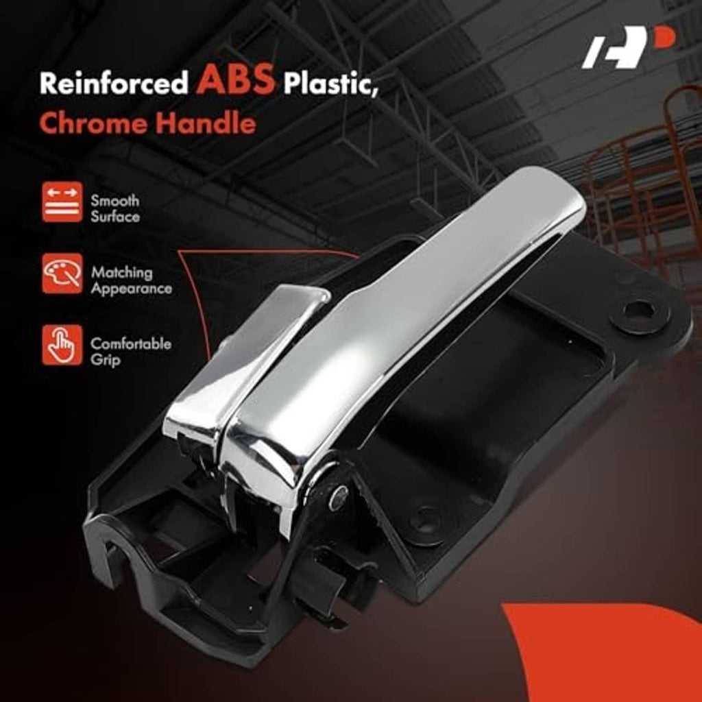 Chrome interior door handle on black ABS base with smooth reinforced grip