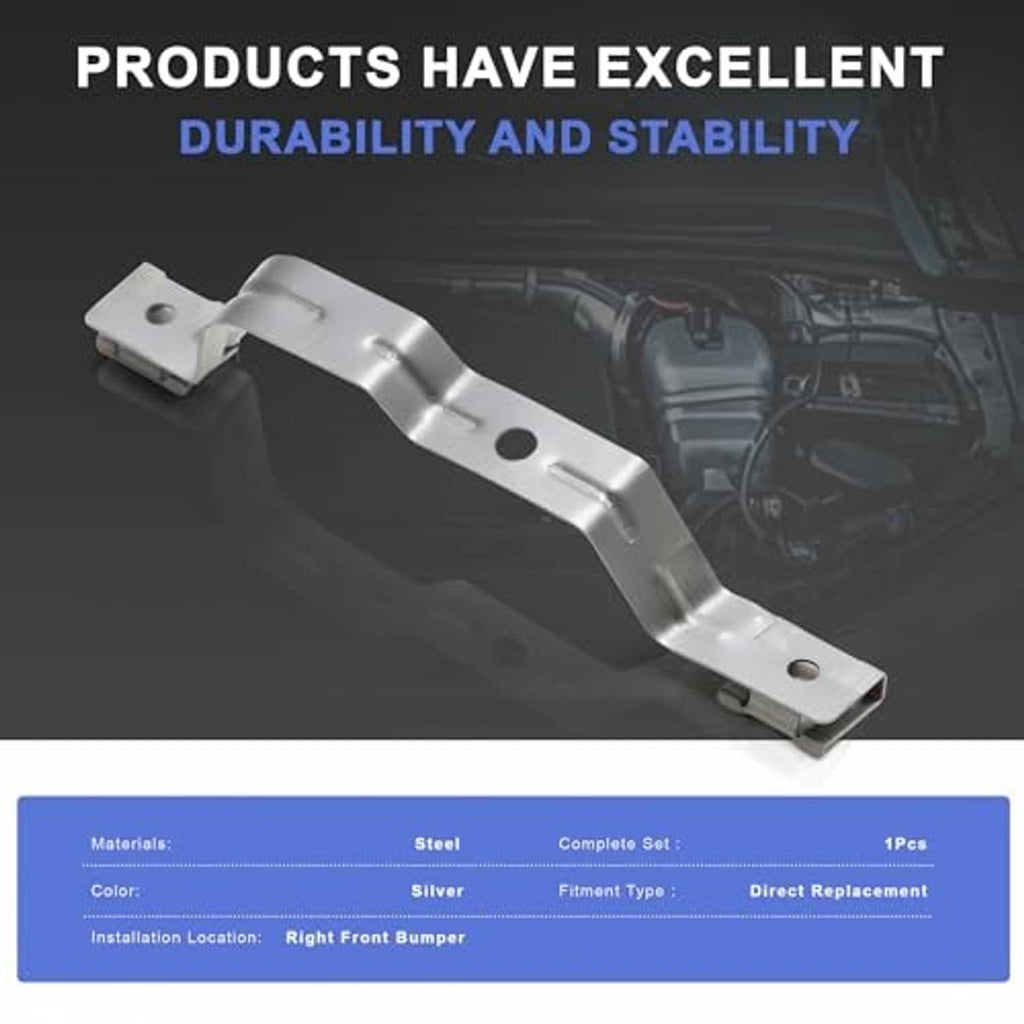 Steel right-front bumper bracket with mounting plates and oval holes