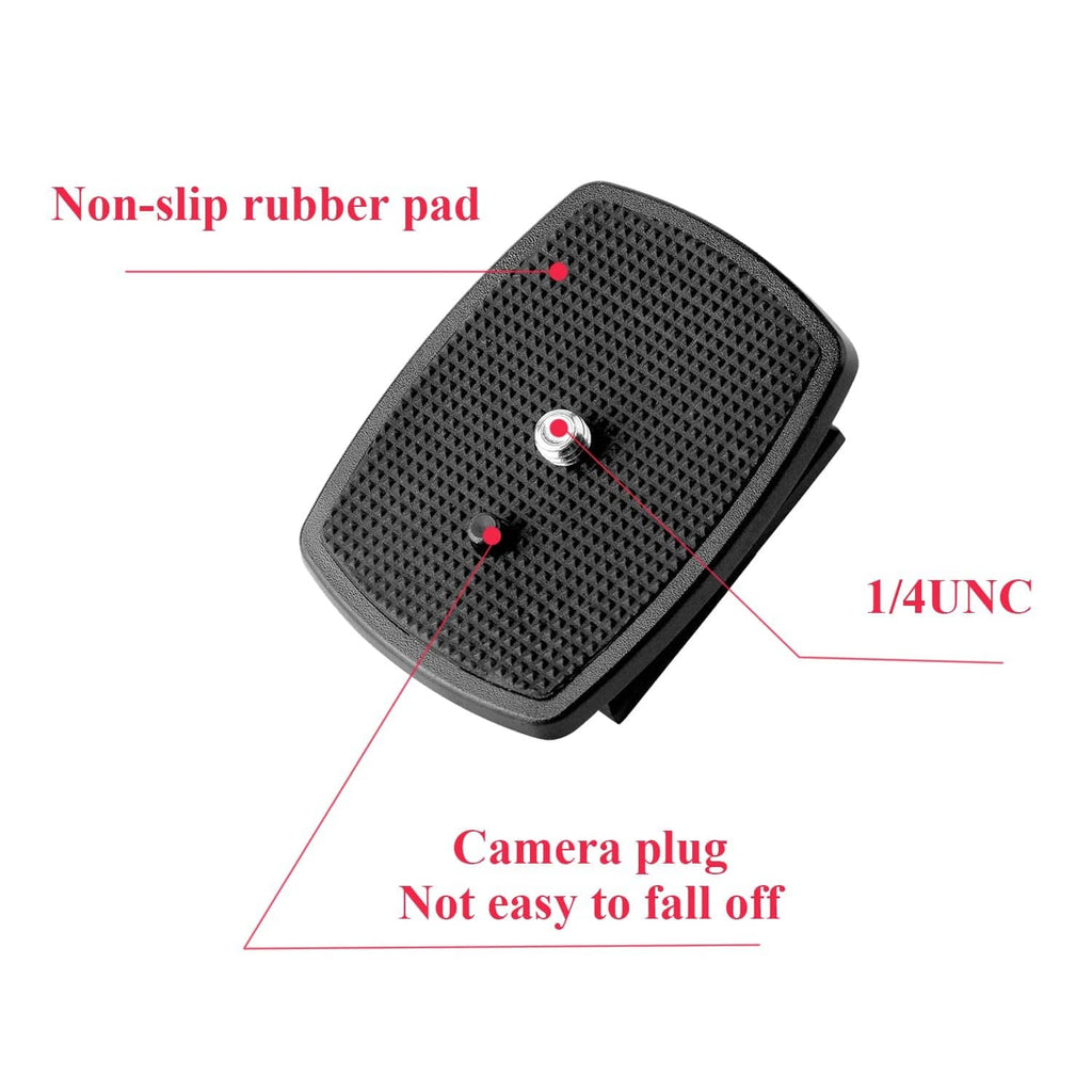 Quick release plate set, textured black plate with 1/4UNC thread and non-slip rubber pad